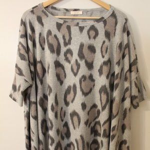 ODDY Grey Animal Print Swing Sweater